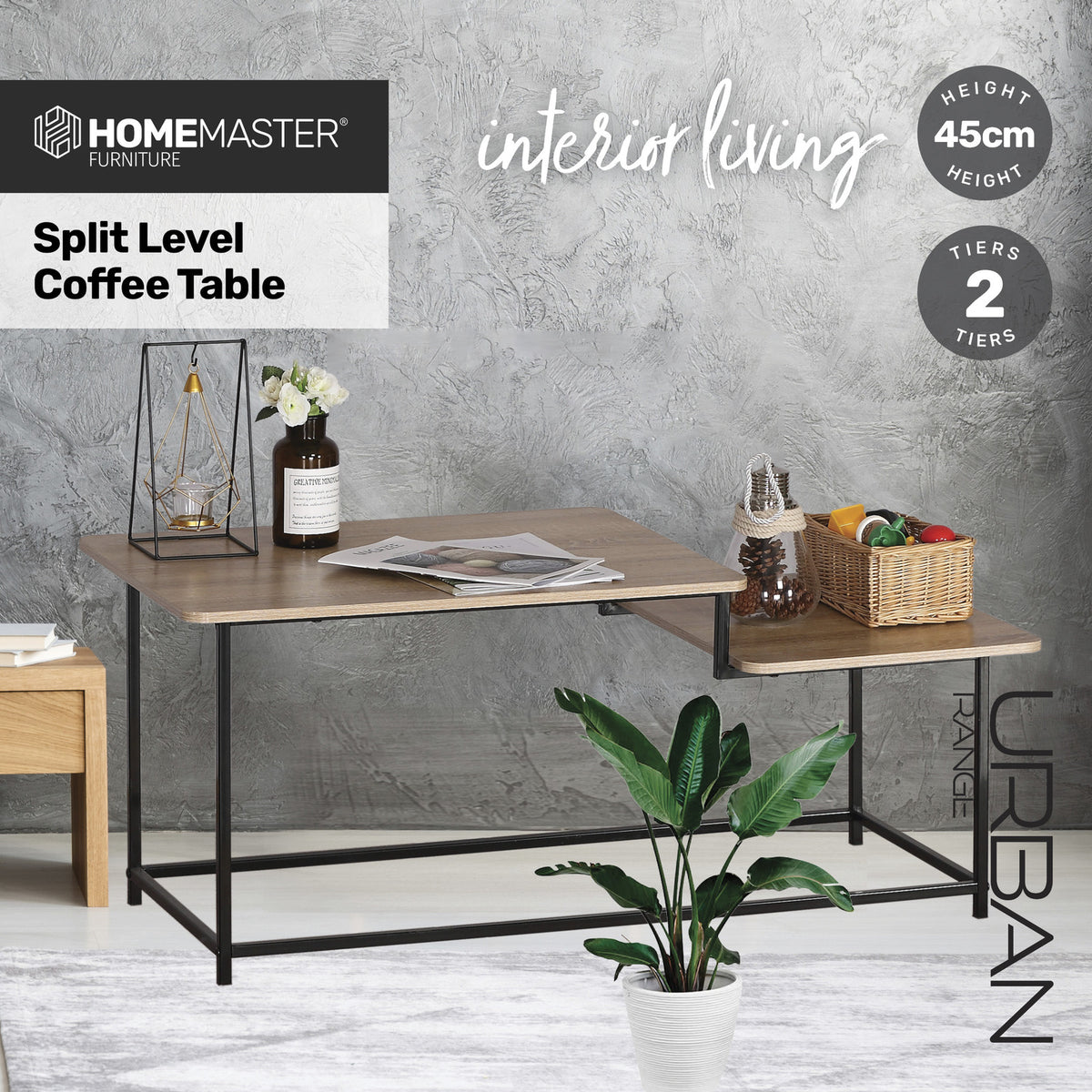Home Master 2 Tier Coffee Table in Split Level Stylish - 1.09m - Notbrand