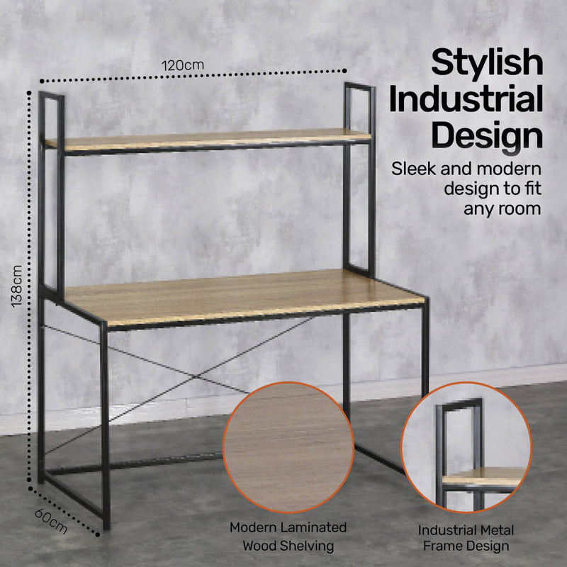 Eladon Multifunctional Desk with Shelving - Metal Frame - Notbrand